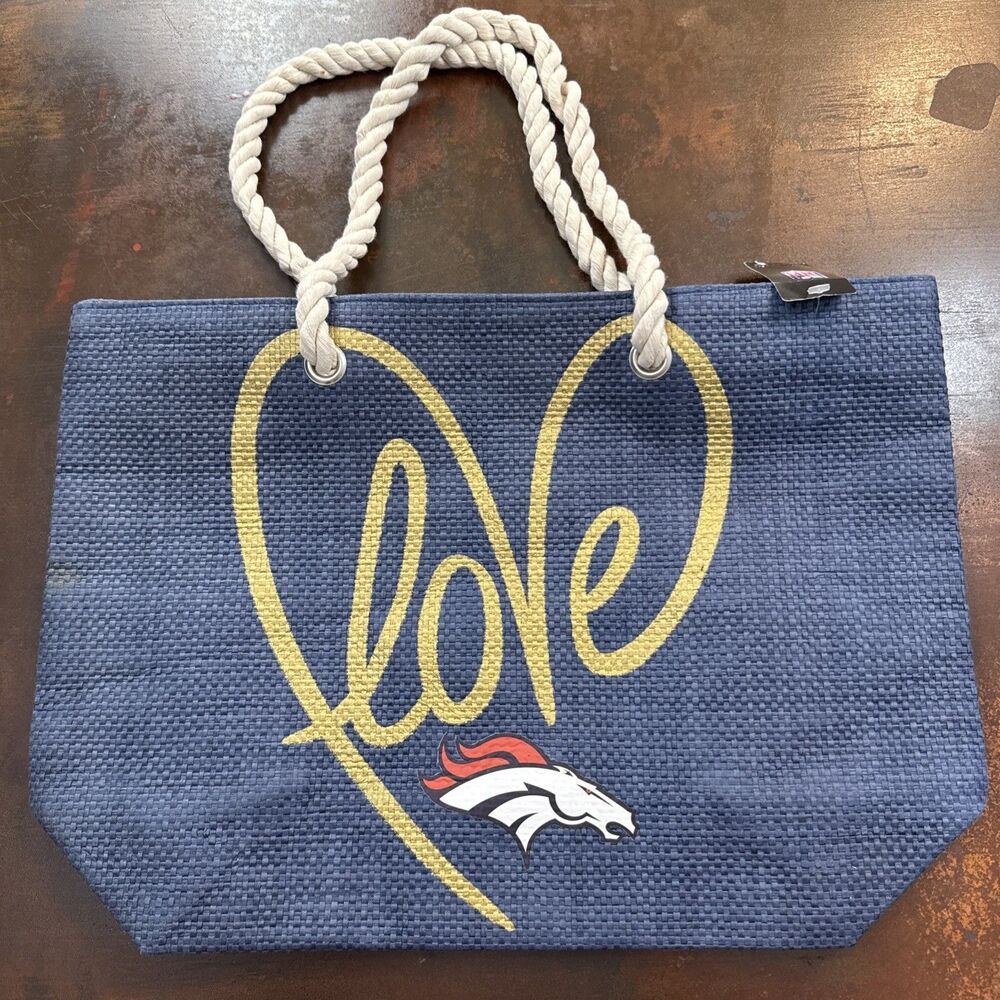NFL Love Rope Tote Denver Broncos Navy Gold Game Wear Football purse bag